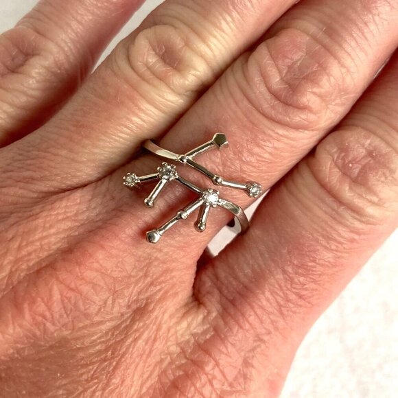 Sterling Silver 925 Star Sign Zodiac Virgo Constellation CZ Band Ring Sz 7.5 - Picture 4 of 16